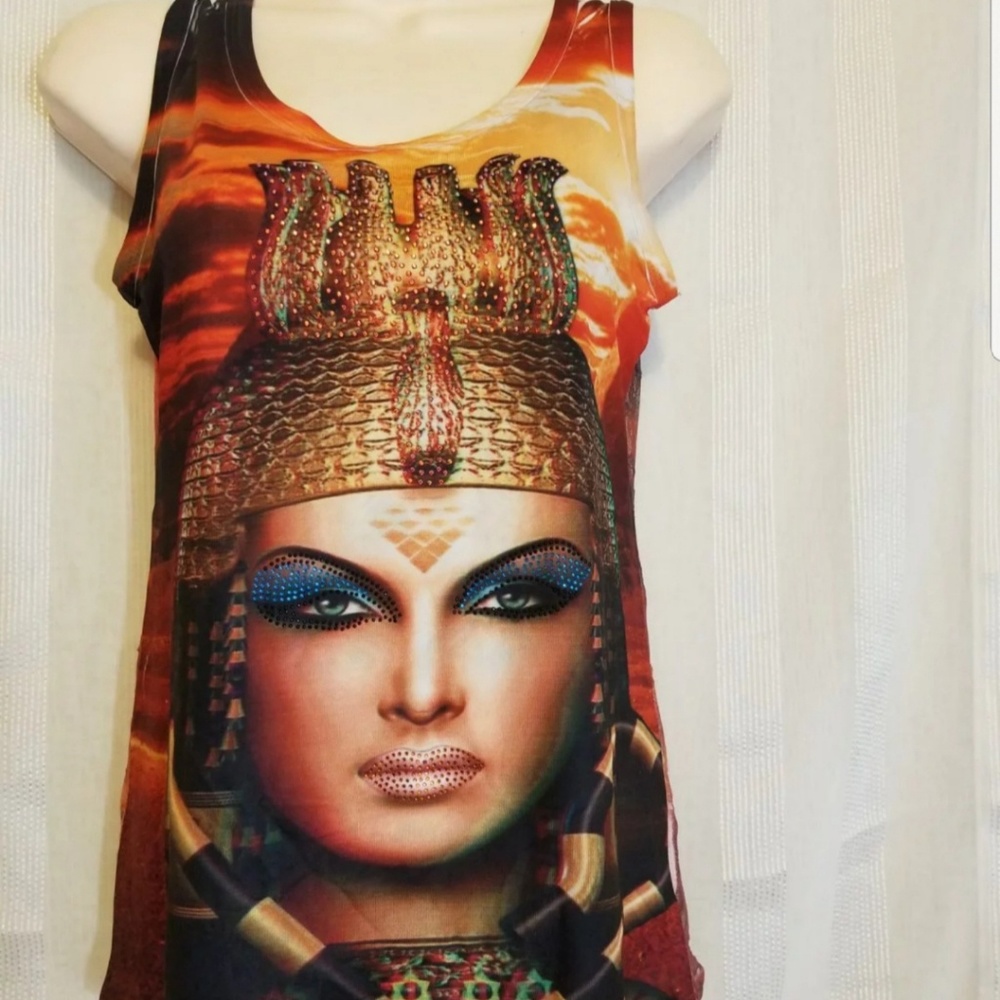 Womens Printed Thank Top with Back Lace